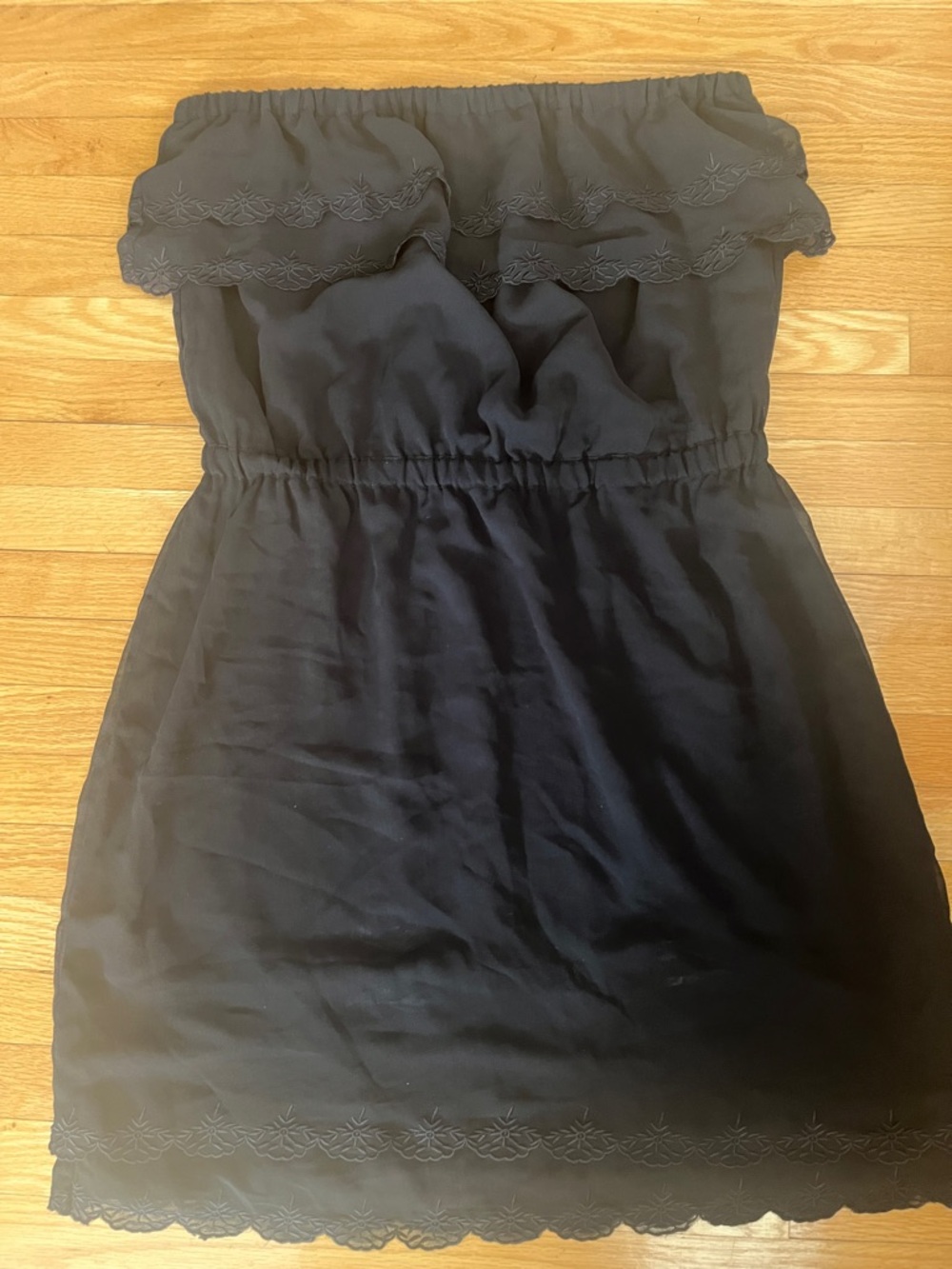 RW&CO. Strapless Black Ruffle-Hem Dress